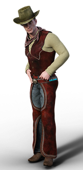 Western Cowboy Character Pose PNG