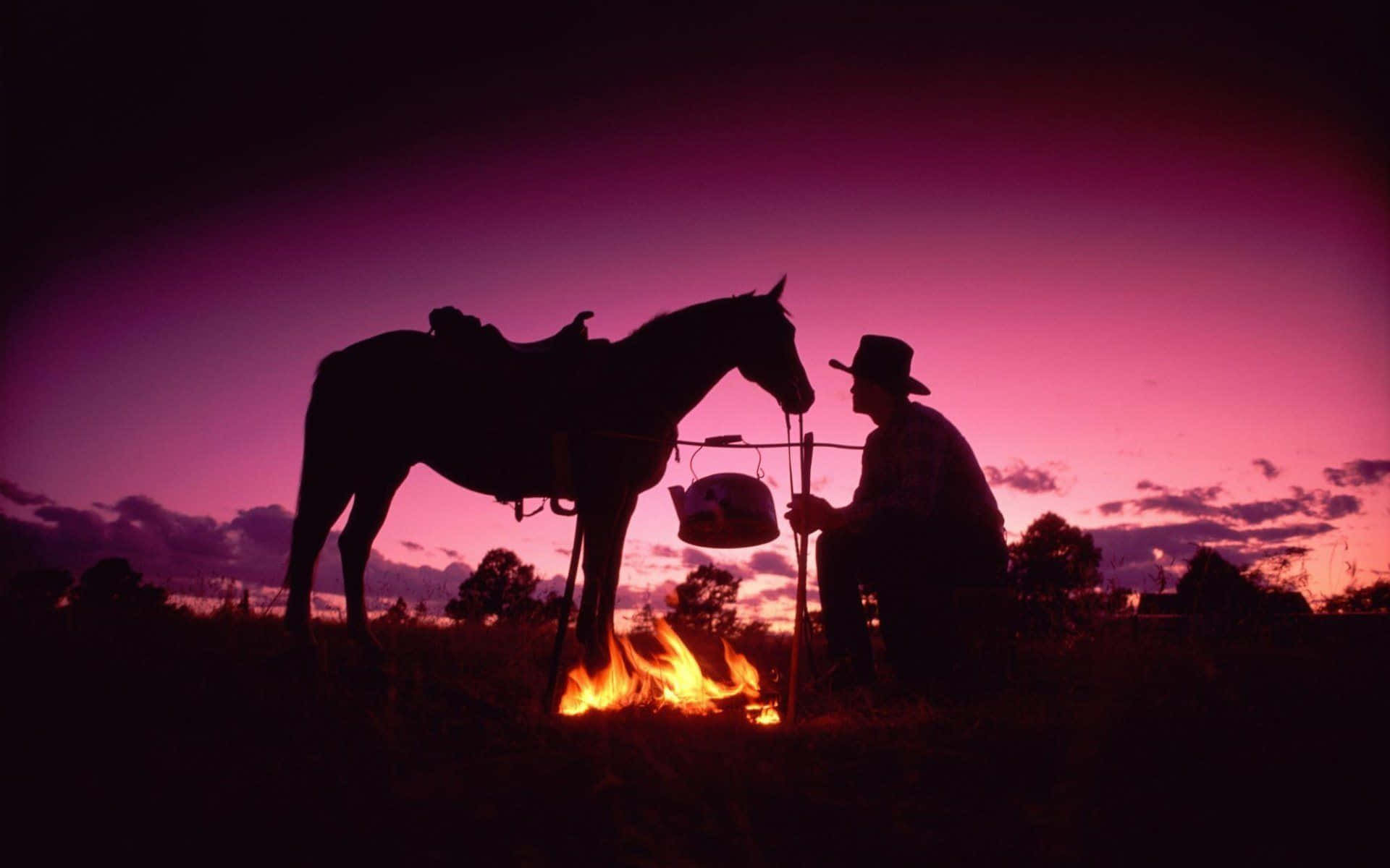 Bonfire Of A Western Cowboy Desktop Wallpaper