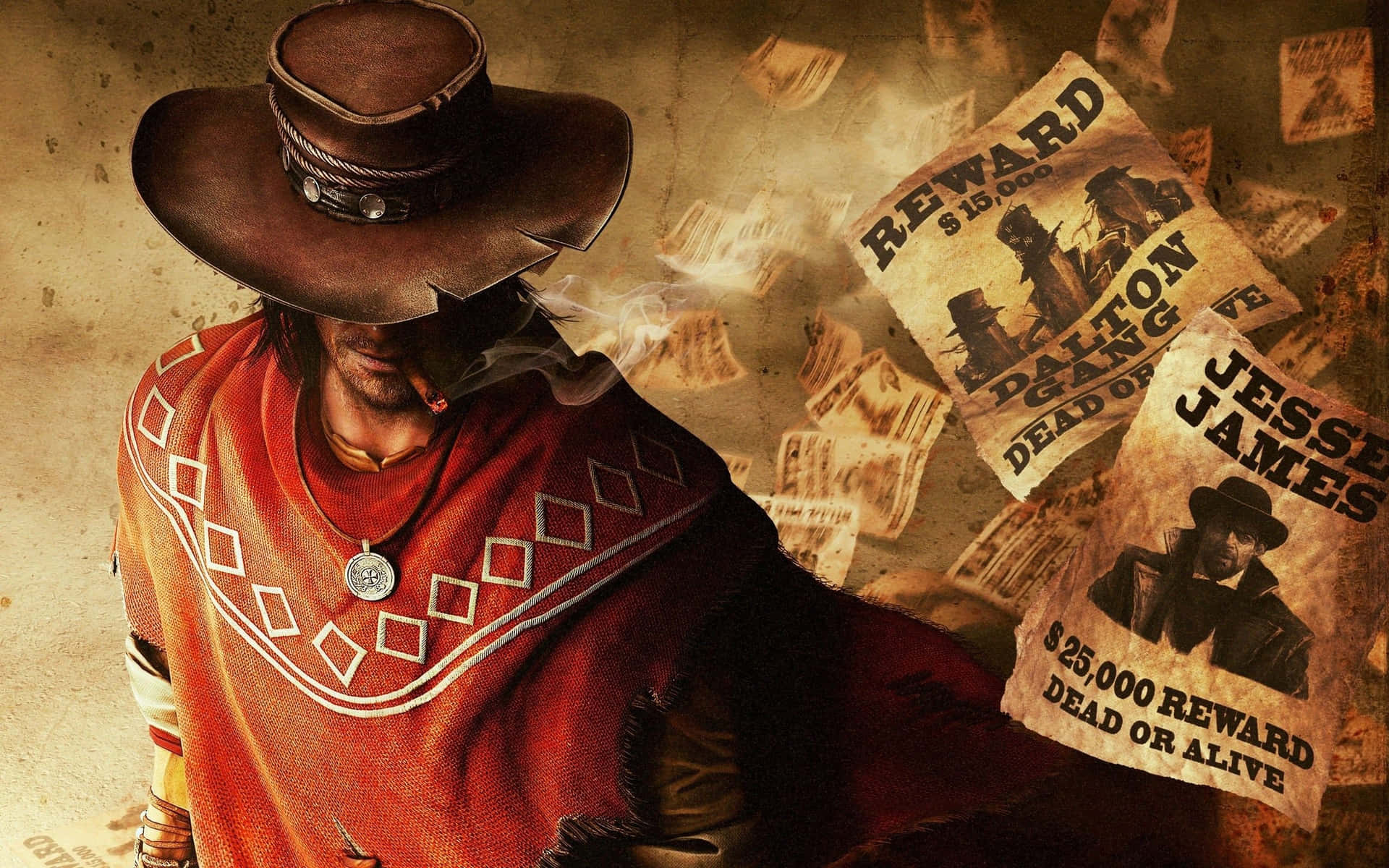 A Man In A Cowboy Hat Is Holding A Newspaper Wallpaper