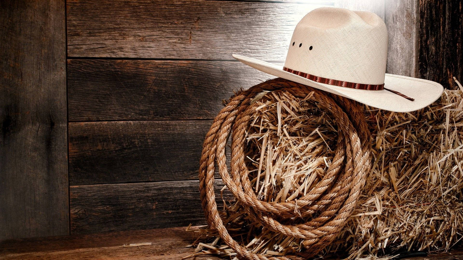 Vestlig Cowboy Hat på halmhøje Tapet Wallpaper
