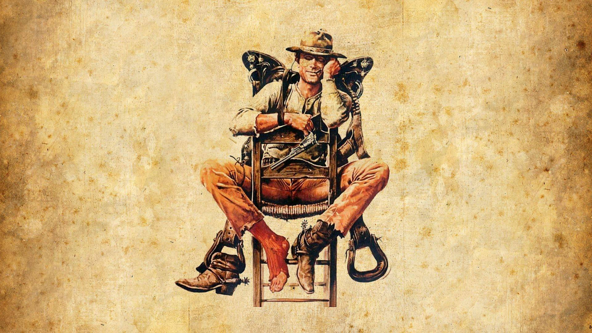 Western Cowboy Vintage Art Wallpaper