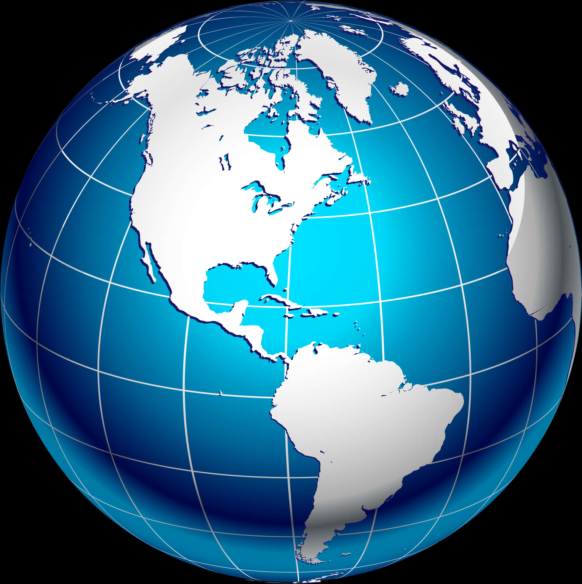 Western Hemisphere Blue Globe PNG