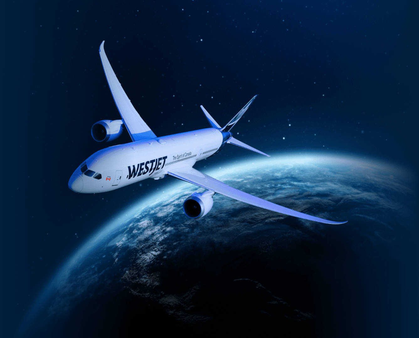WestJet Airplane Soaring Outside The Universe Wallpaper