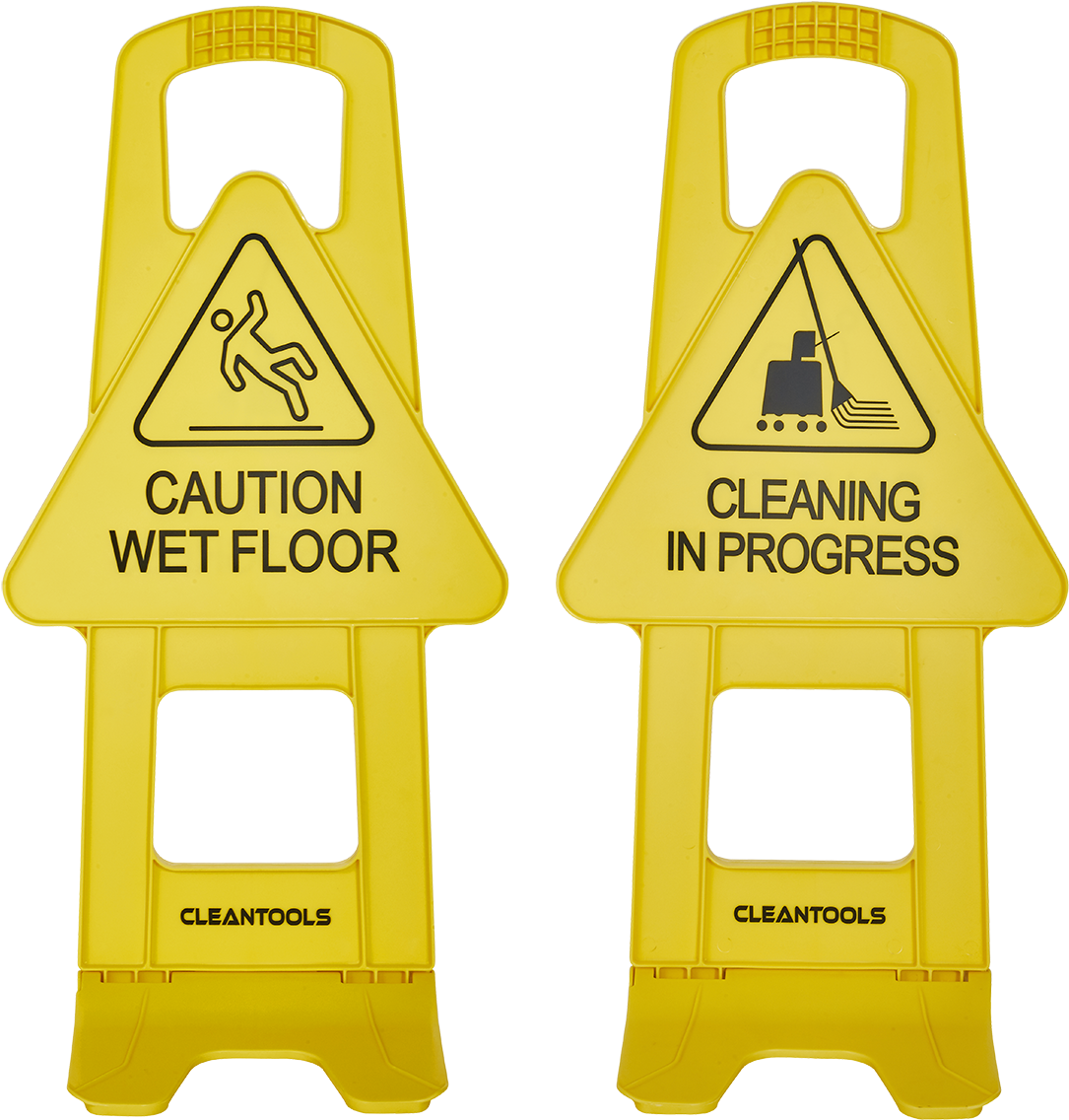 Wet Floorand Cleaning Progress Signs PNG