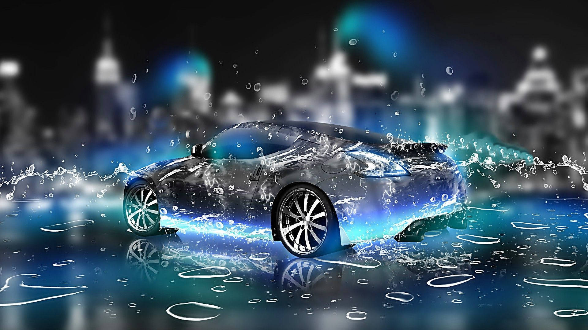 Luxury Sports Car Splashed By Rain Wallpaper