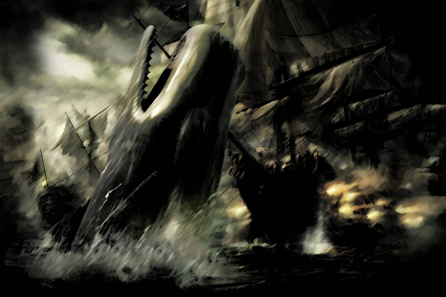 Balena Che Distrugge Le Navi Dei Pirati Sfondo