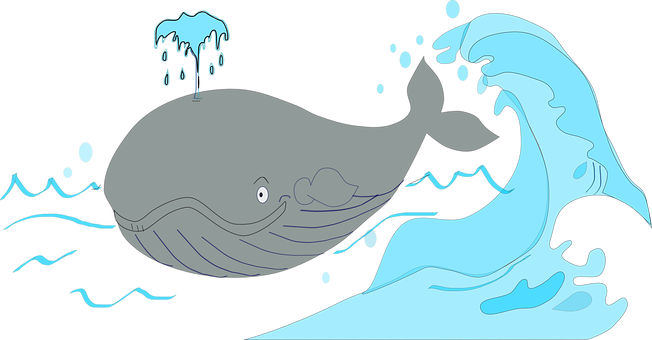 Whale_with_ Waves_at_ Night PNG