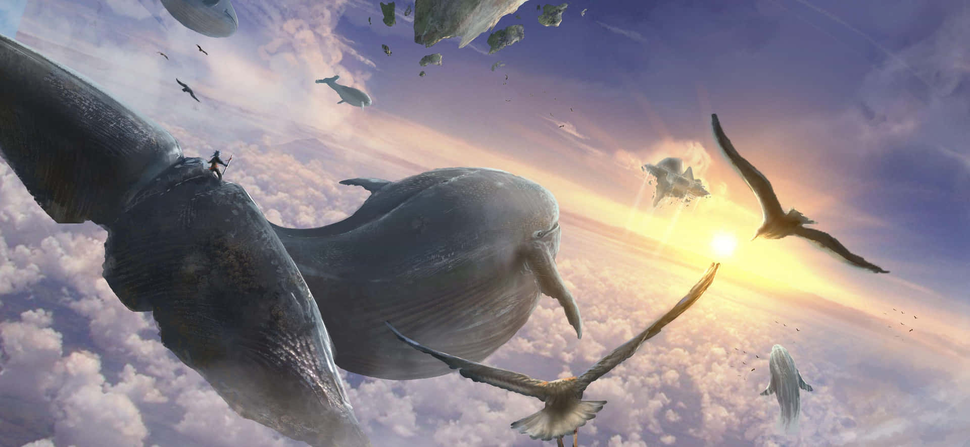 Whales_and_ Birds_ Surreal_ Sky Wallpaper