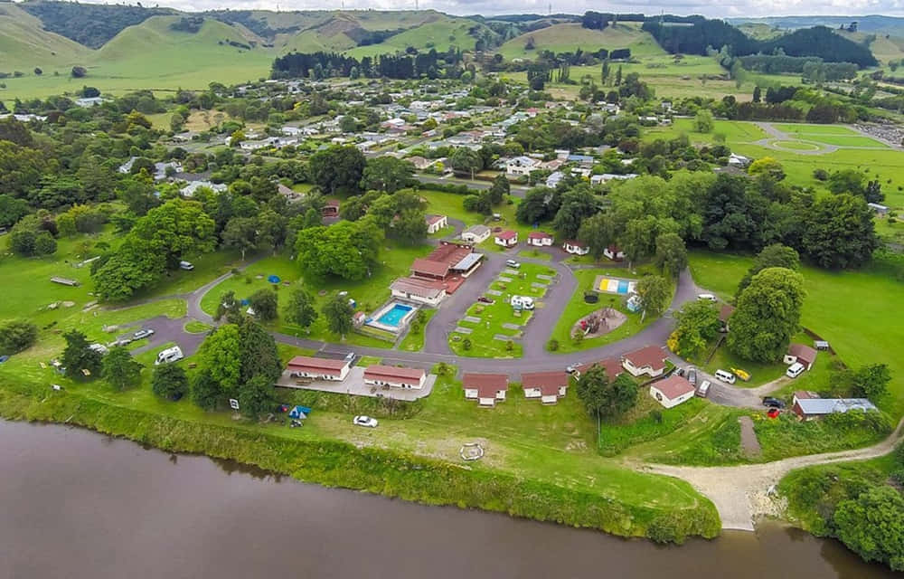 Whanganui River Campsite Aerial View Wallpaper