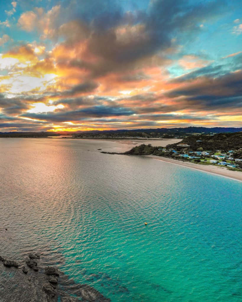 Whangarei Coastal Sunset Aerial View Wallpaper