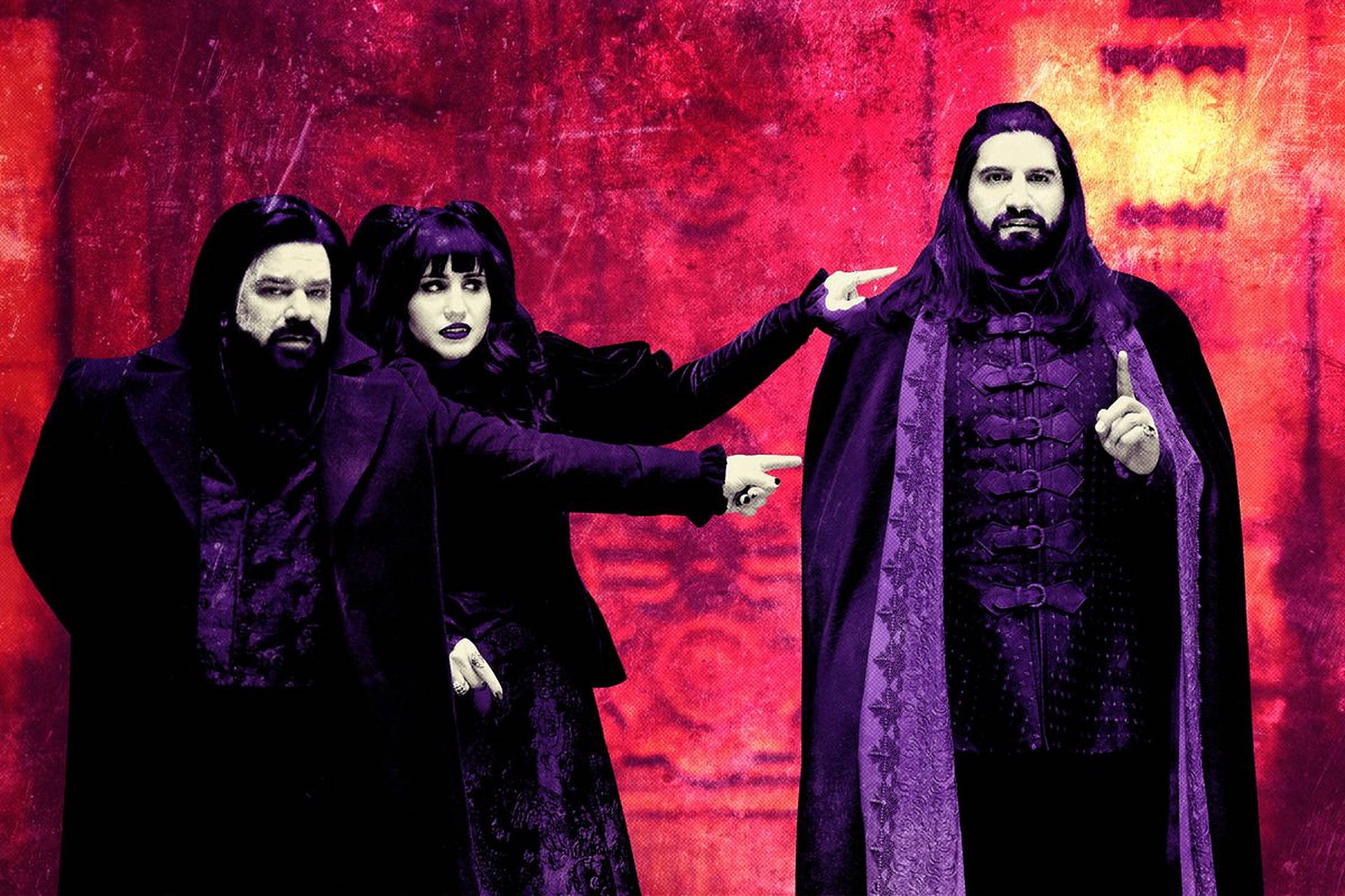 What We Do In The Shadows Purple Outfits Wallpaper
