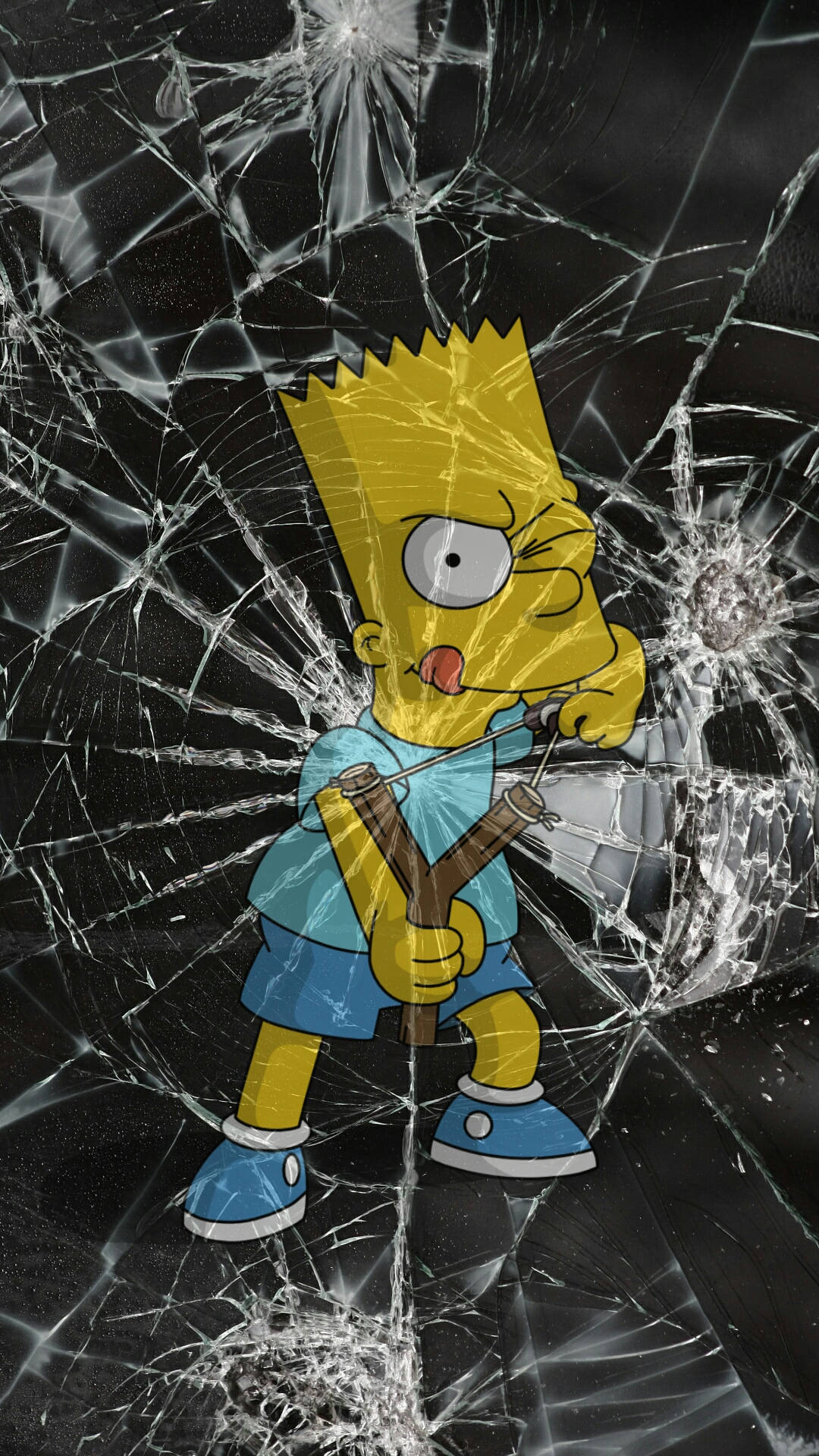 Whatsapp Bart Simpson Broken Screen Wallpaper