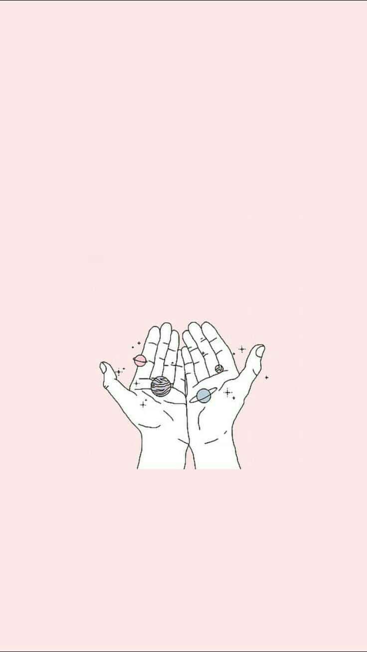 Two Hands Holding A Pink Background