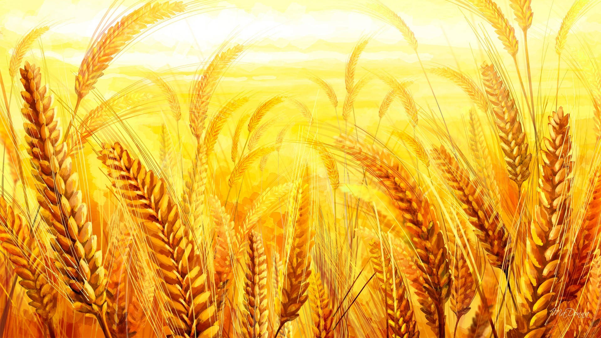 Wheat Field Painting Wallpaper