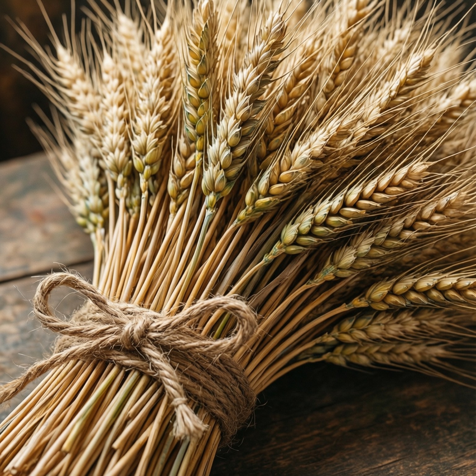 Bundle of wheat sheaves tied with twine