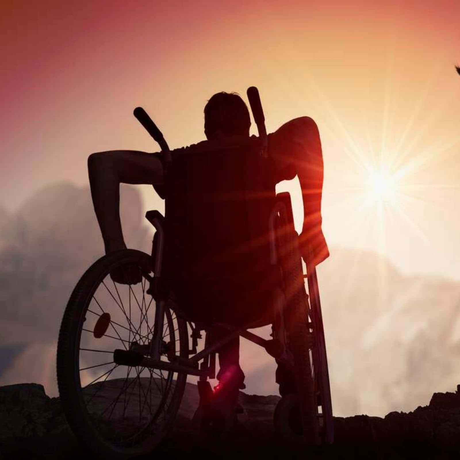 Wheelchair Silhouette Sunset Wallpaper