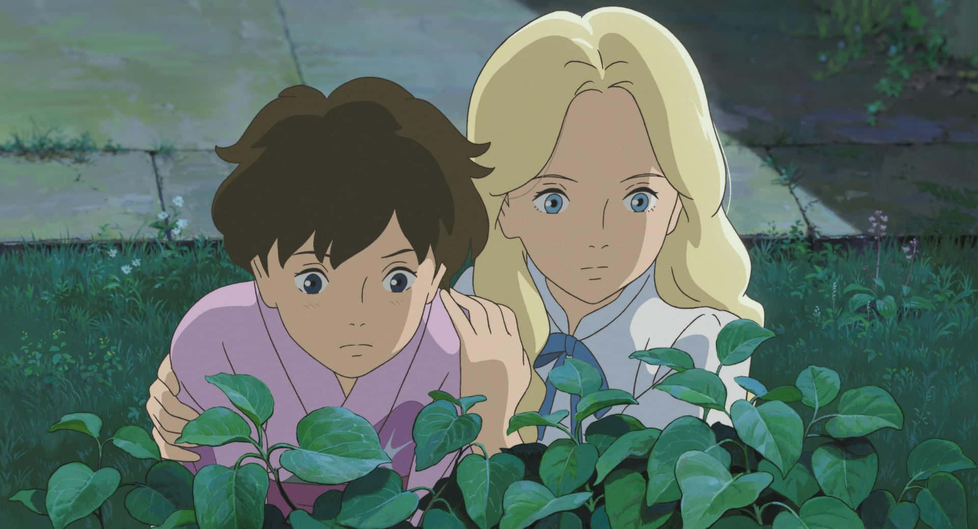 Anna and Marnie sharing a moment together in When Marnie Was There Wallpaper