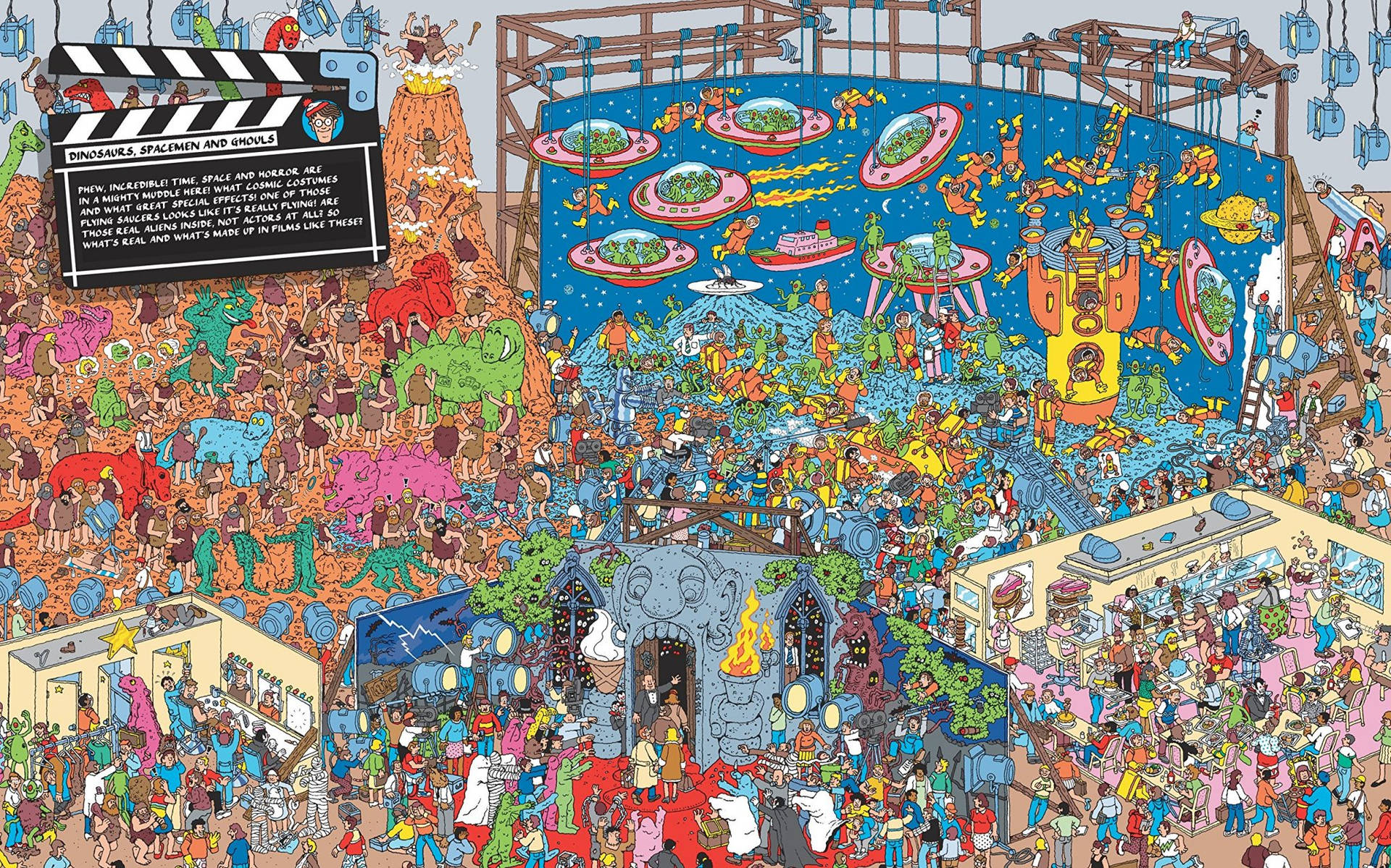 Where's Waldo Dinosaurs, Spacemen, And Ghouls Wallpaper