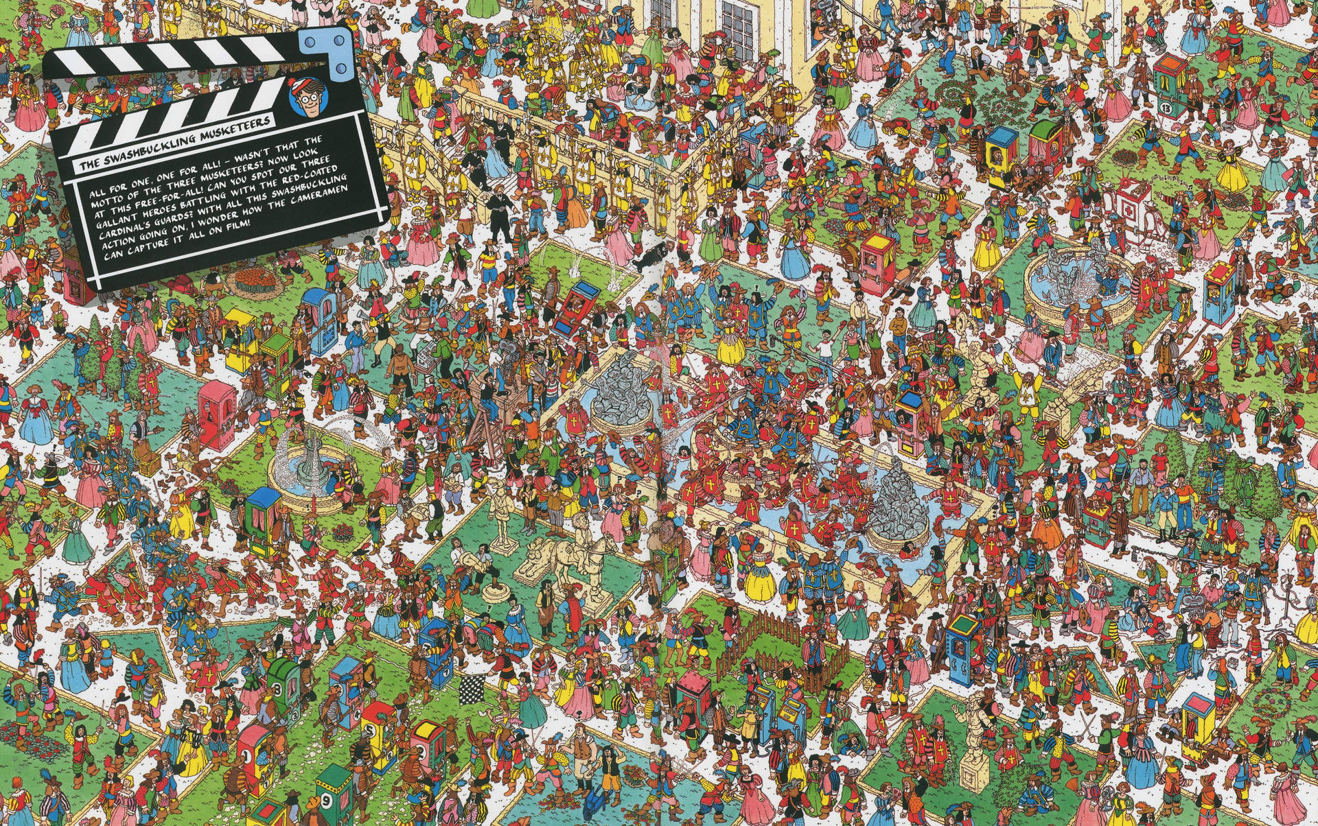 Animated Seek-and-Find Adventure with Wheres Waldo - The Swashbuckling Musketeers Wallpaper