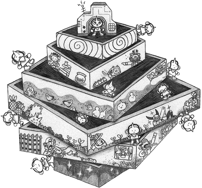 Whimsical Animal Pyramid Illustration PNG