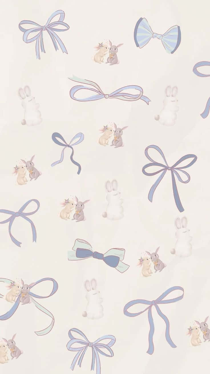 Whimsical Bowsand Bunnies Pattern Wallpaper