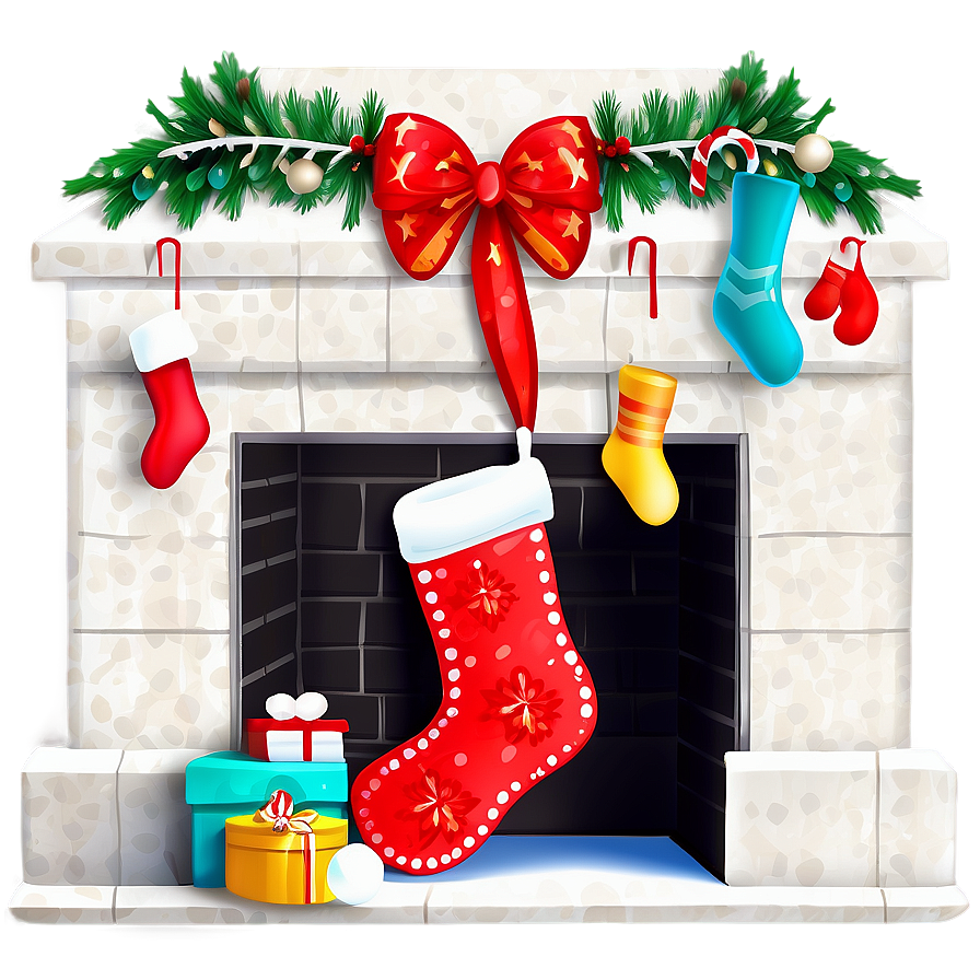 Whimsical Christmas Fireplace Decor Png 06262024 PNG