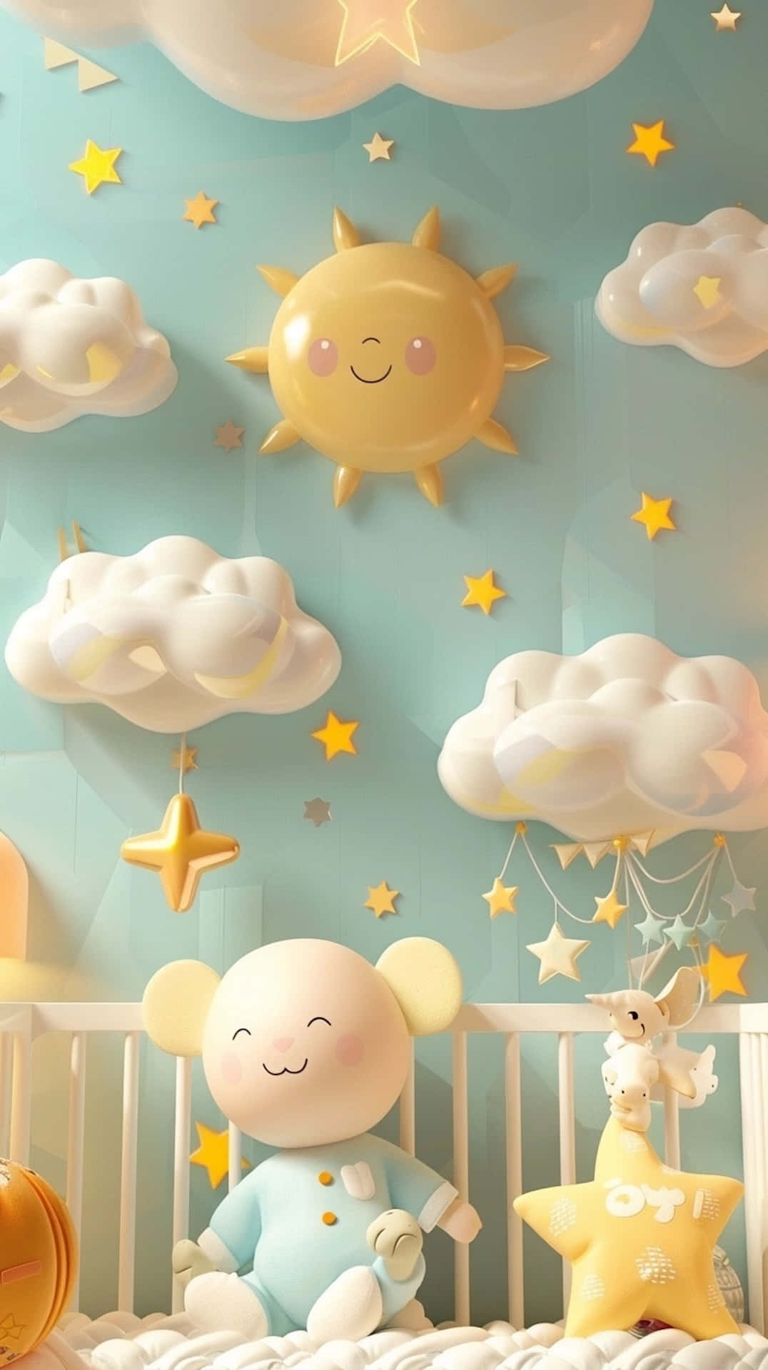 Whimsical Nursery Decorwith Celestial Theme Wallpaper