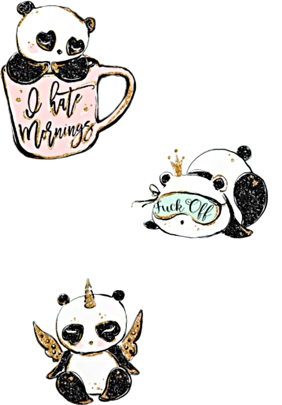 Whimsical Panda Stickers PNG