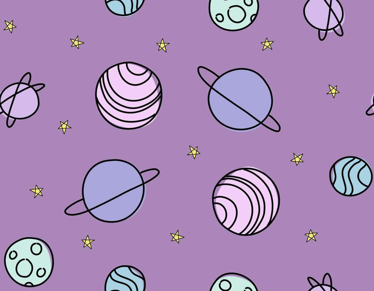 Whimsical Planets Pattern Wallpaper