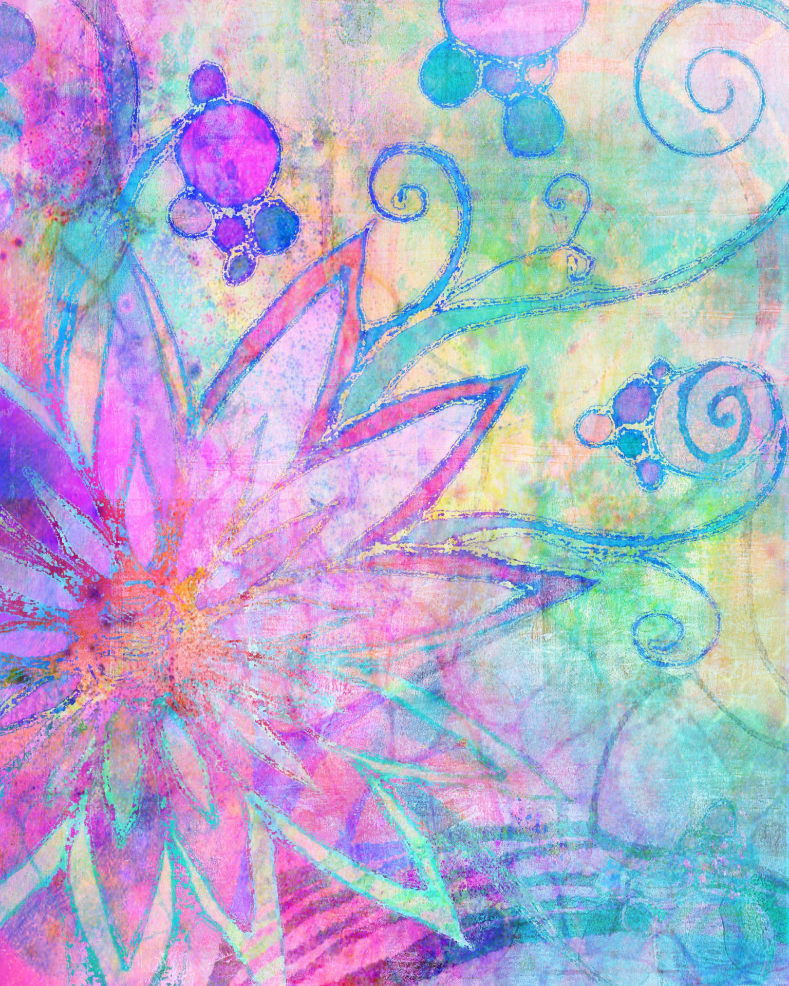 Whimsical Purple Flowers Wallpaper
