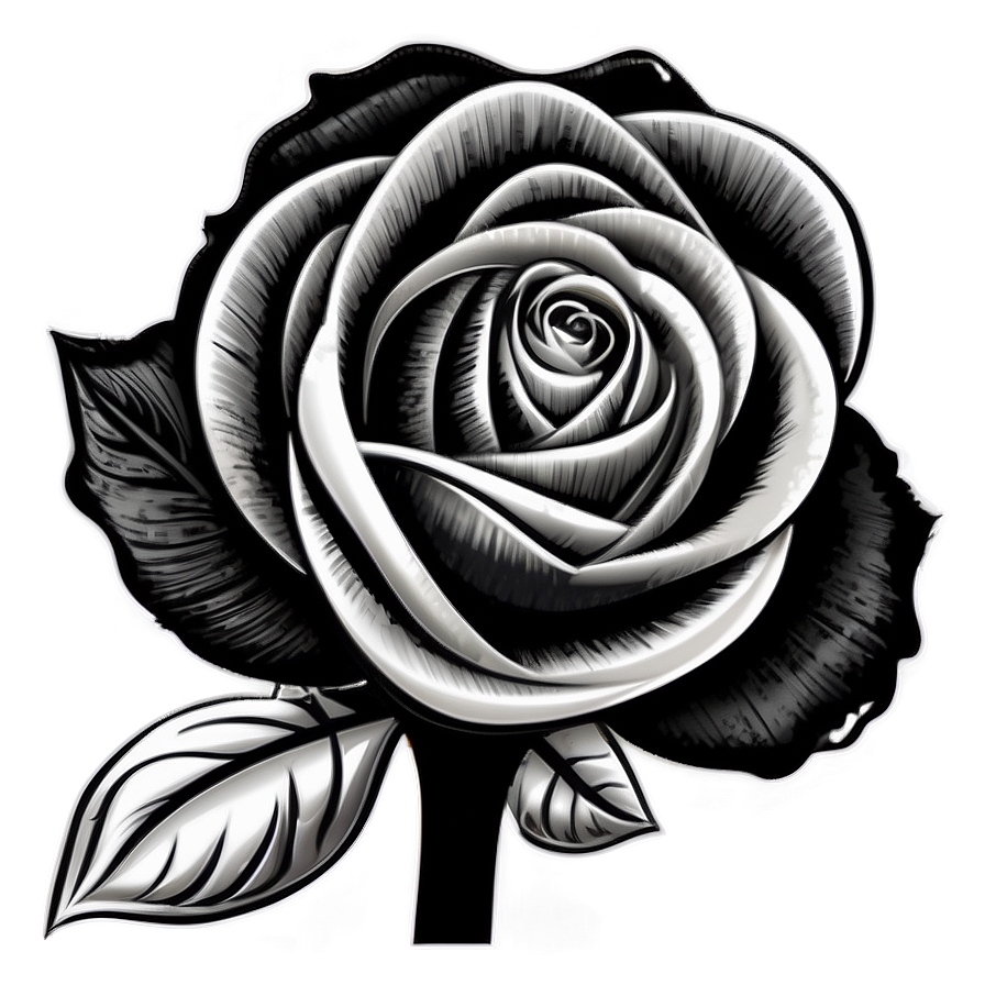 Whimsical Rose Black And White Png Ely PNG