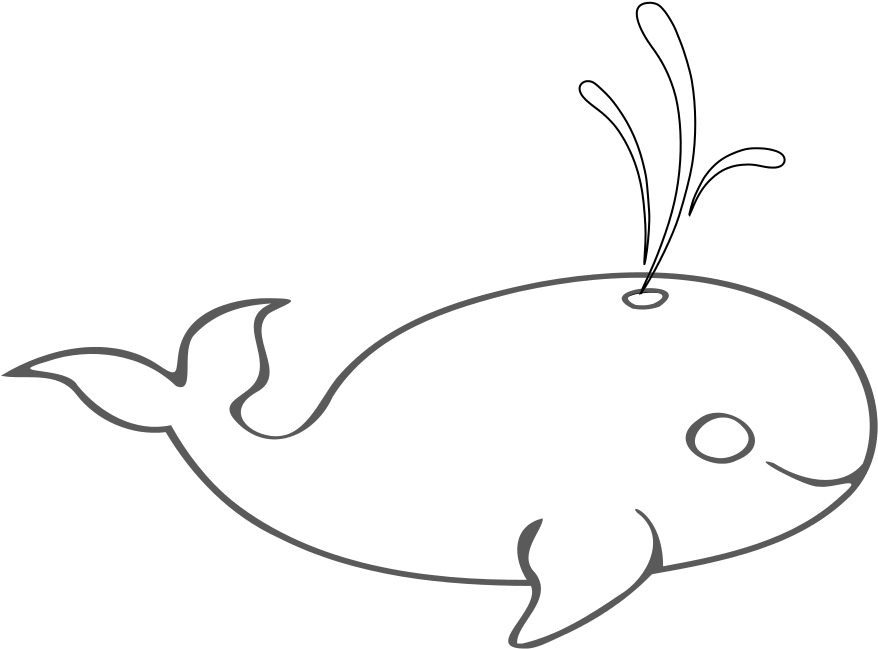 Whimsical Whale Line Art PNG