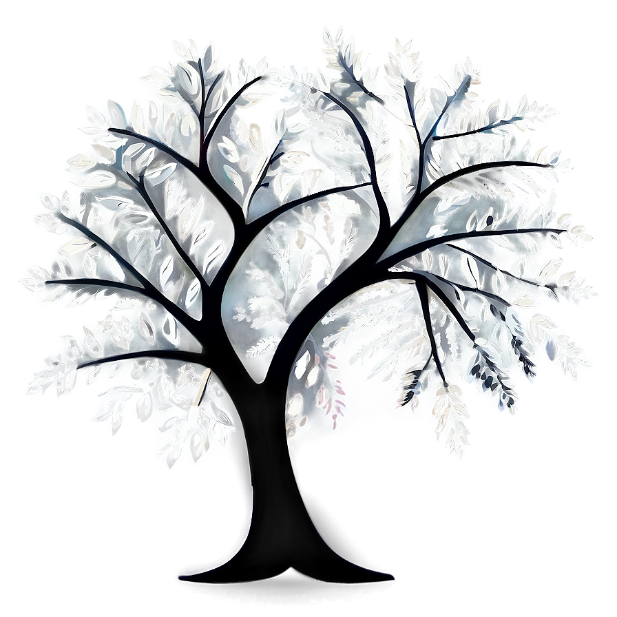 Whimsical White Tree Graphic Png Mpn43 PNG