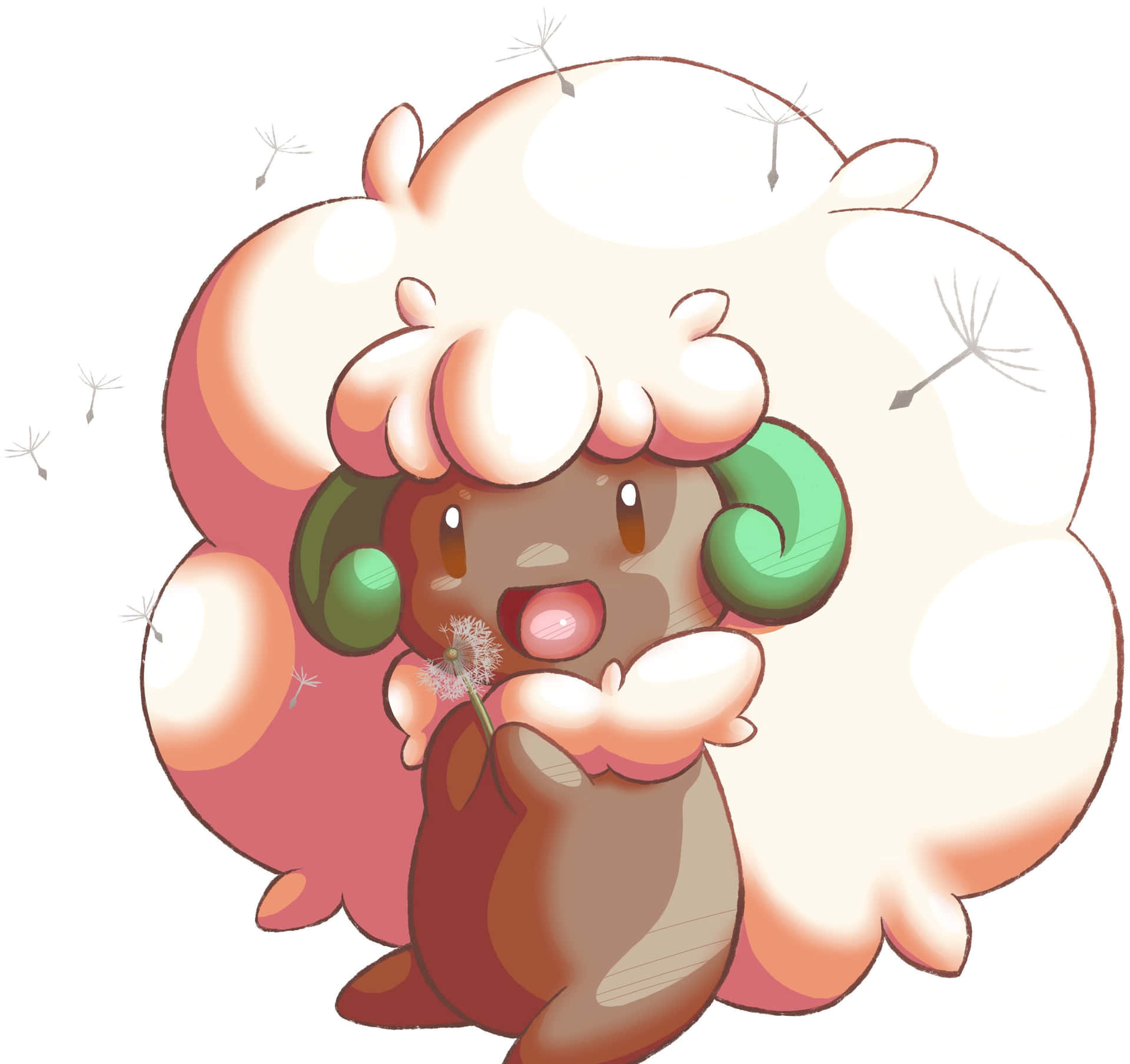 Whimsicott Very Happy Pinkish Color Wallpaper