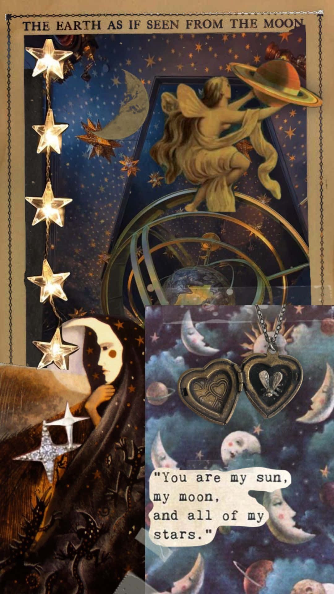 Whimsigoth Celestial Collage Wallpaper