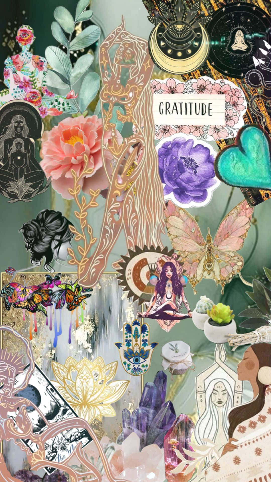 Whimsigoth Collage Aesthetic Gratitude Wallpaper