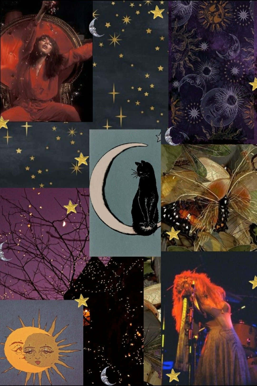 Whimsigoth Collage Mystical Night Wallpaper