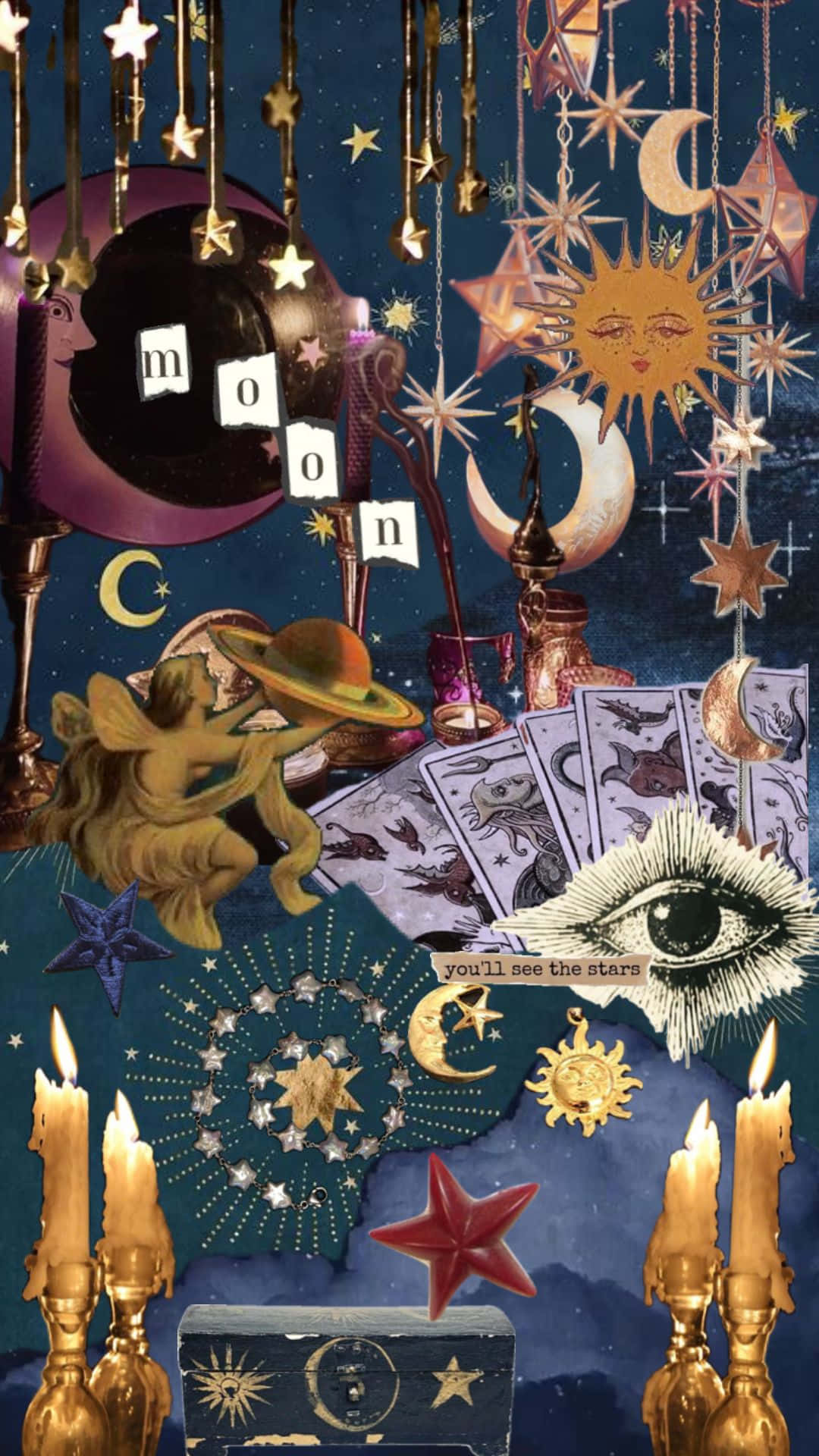 Whimsigoth Cosmic Collage Wallpaper