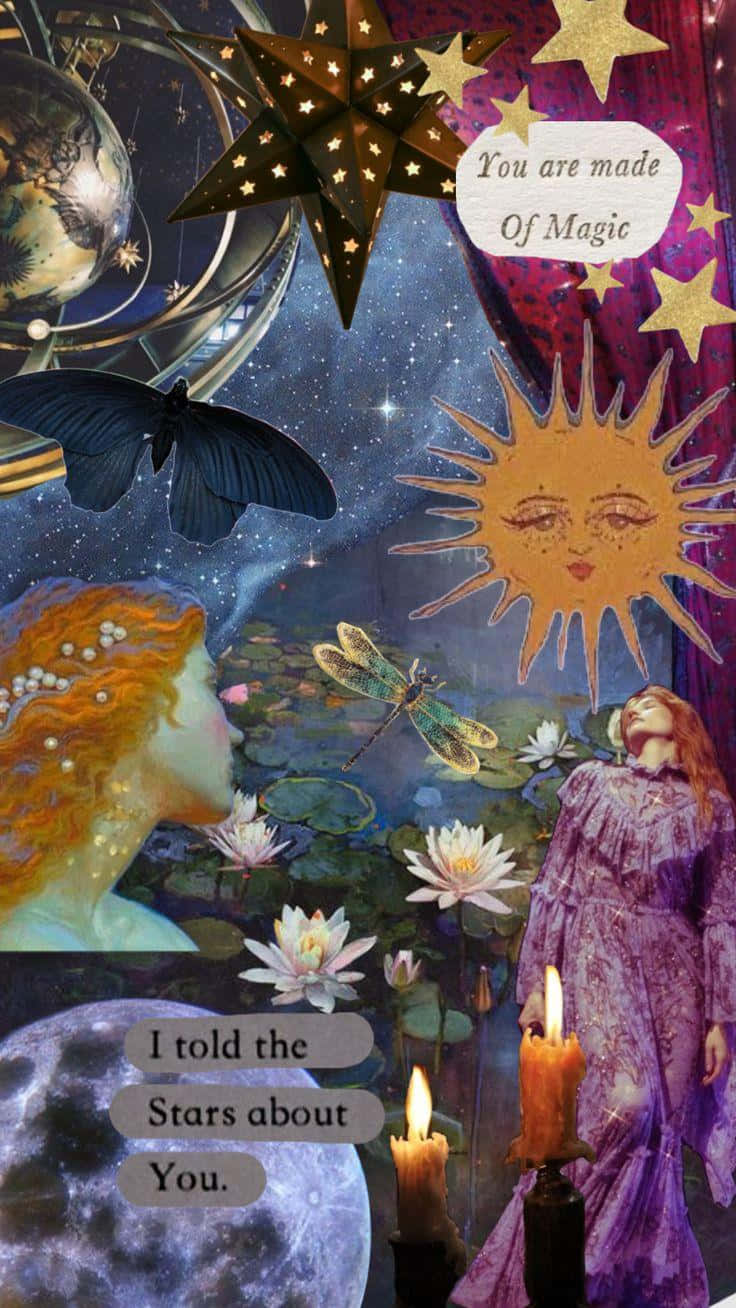 Whimsigoth Magic Collage Art Wallpaper