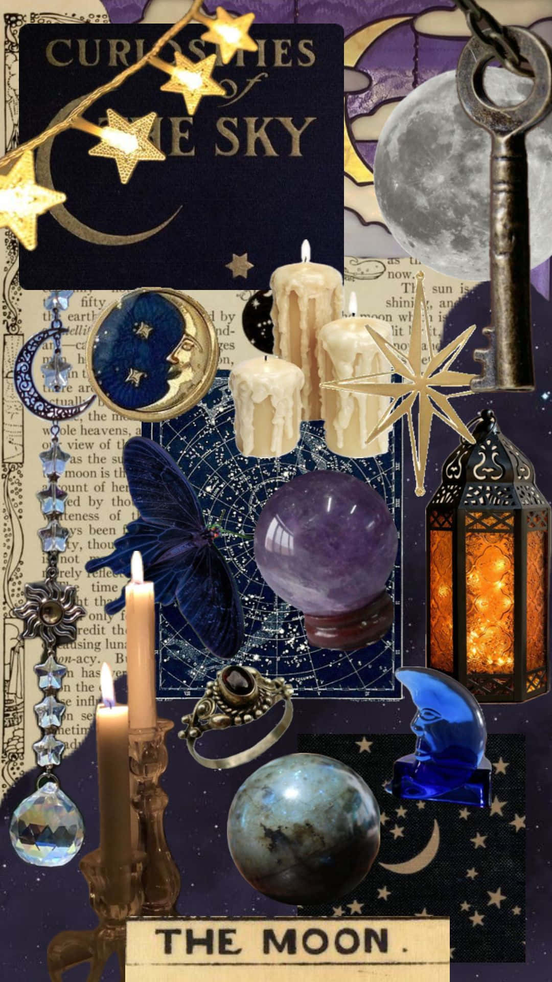 Whimsigoth Moonand Stars Collage Wallpaper