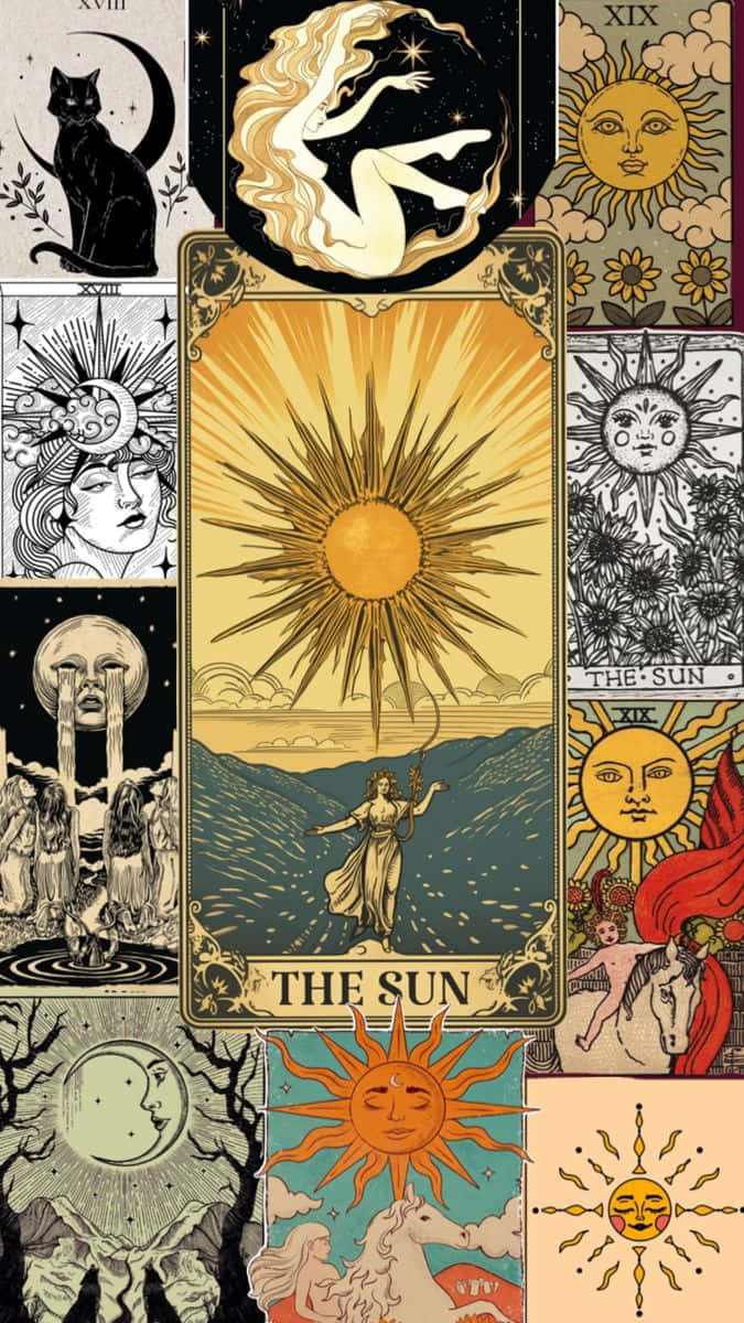 Whimsigoth Sun Tarot Collage Wallpaper