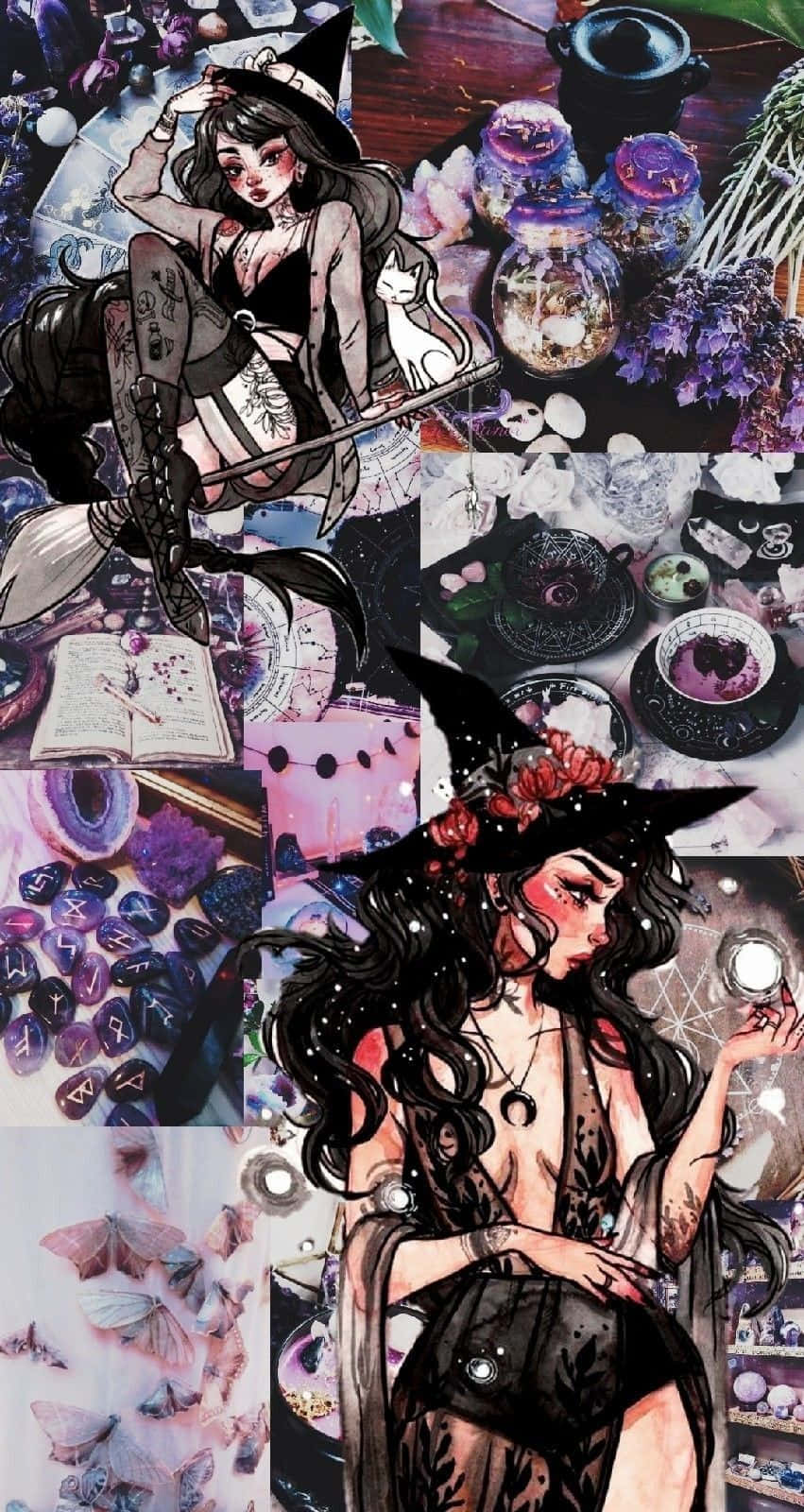 Whimsigoth Witches Collage Wallpaper