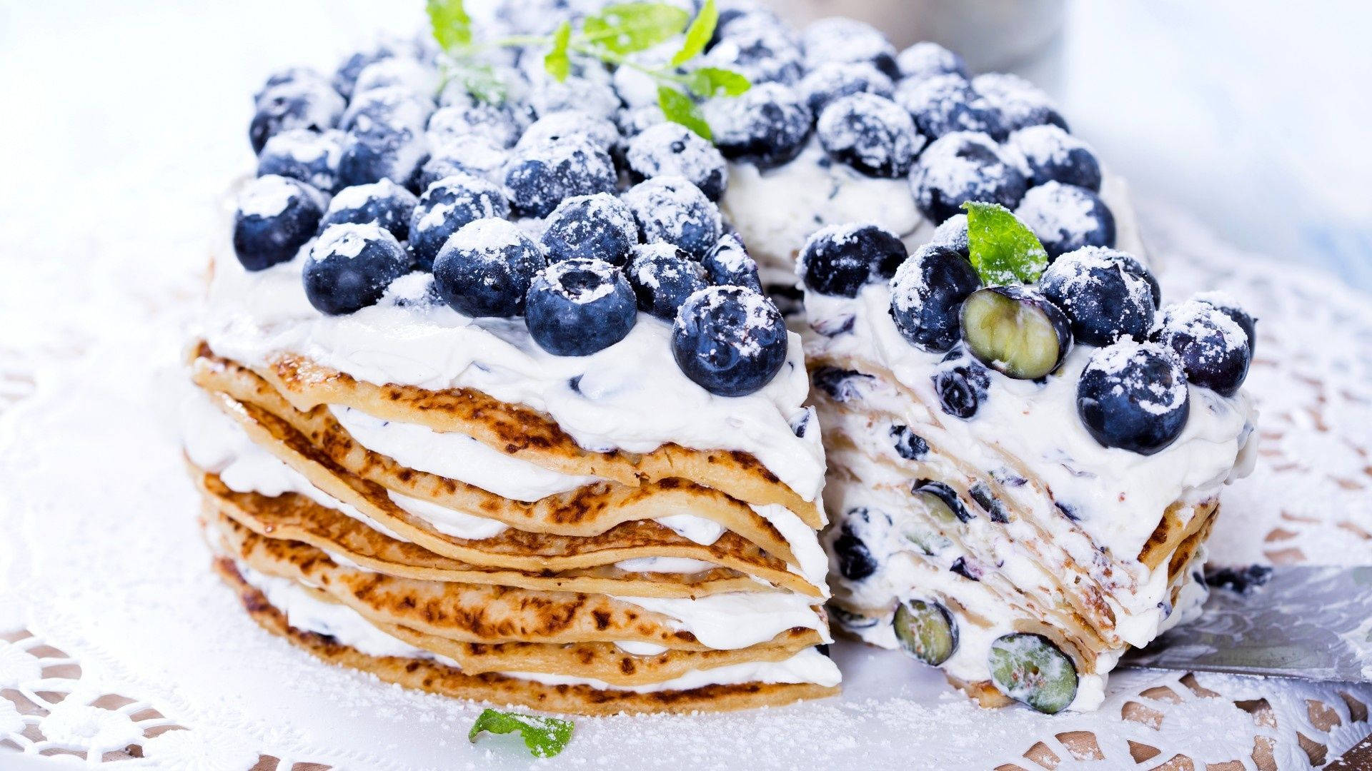 Whipped Blueberry Pancake Dessert Wallpaper