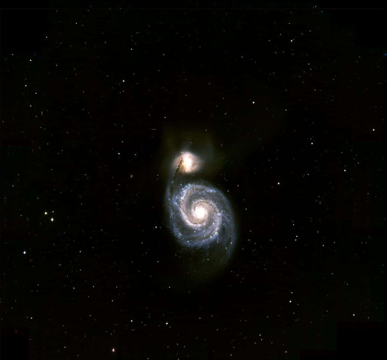 Majestic Whirlpool Galaxy Spiral in Deep Space Wallpaper