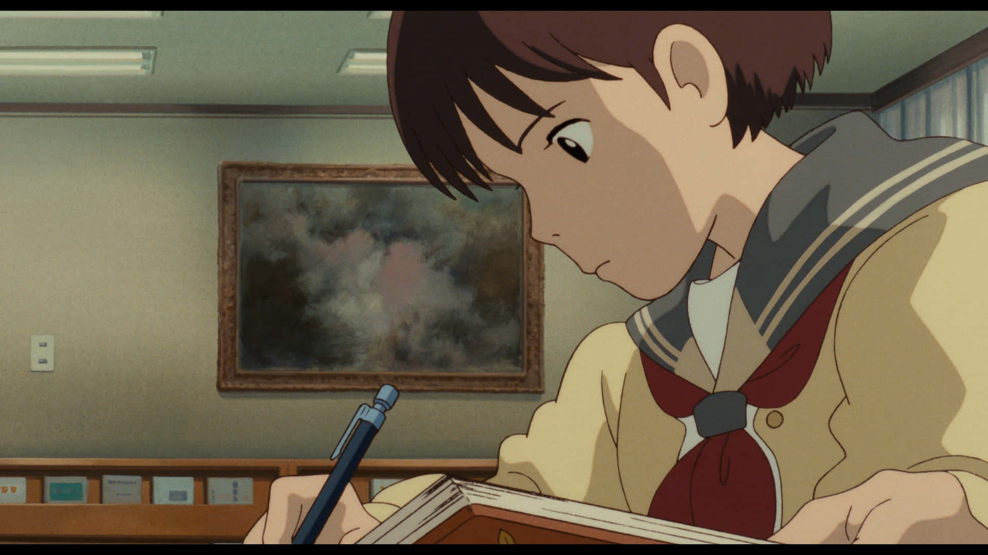 Shizuku and Seiji's Romantic Moment in Whisper of the Heart Wallpaper