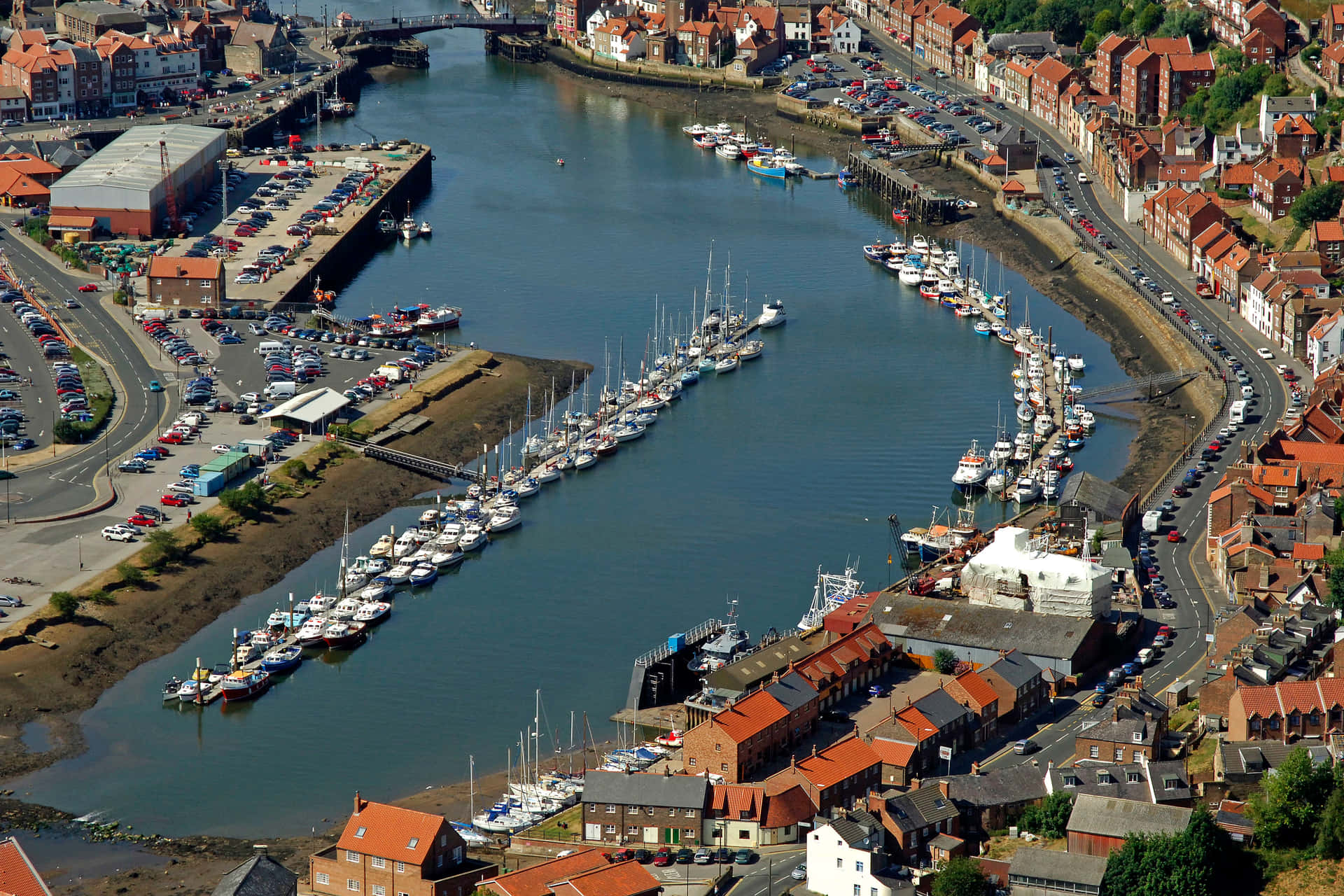 Whitby Harbor Aerial View Wallpaper