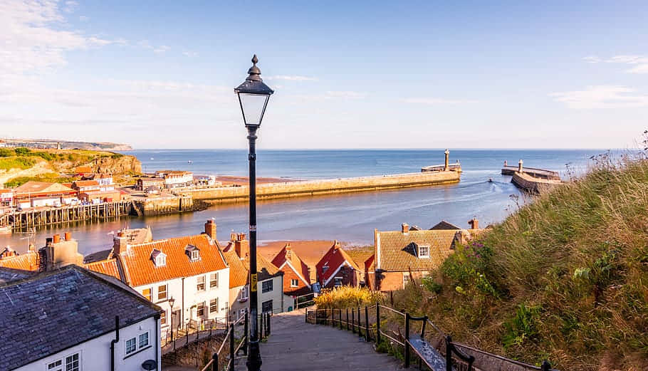 Whitby Harbor View From Stairs Wallpaper