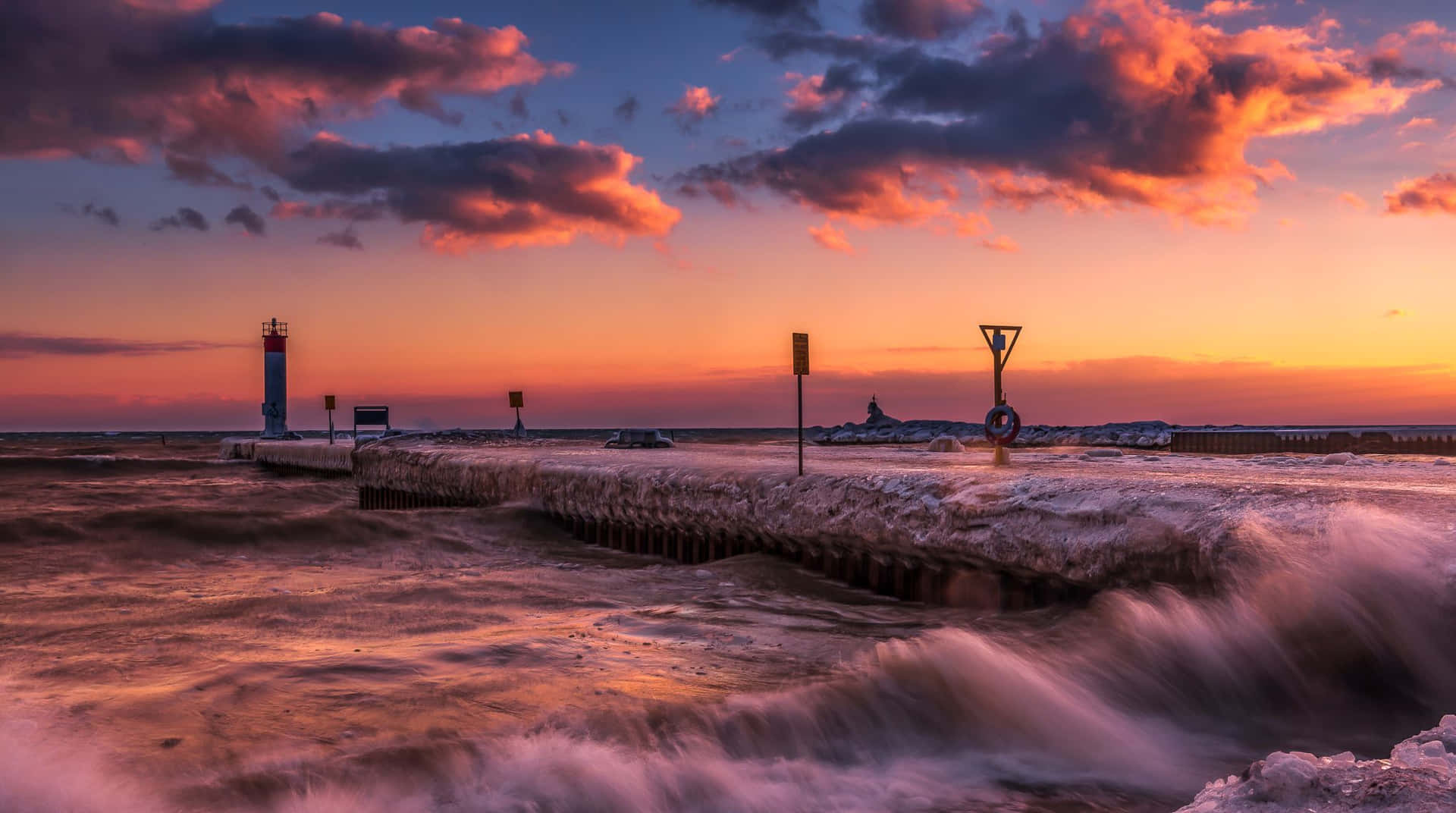 Whitby Pier At Sunset Wallpaper