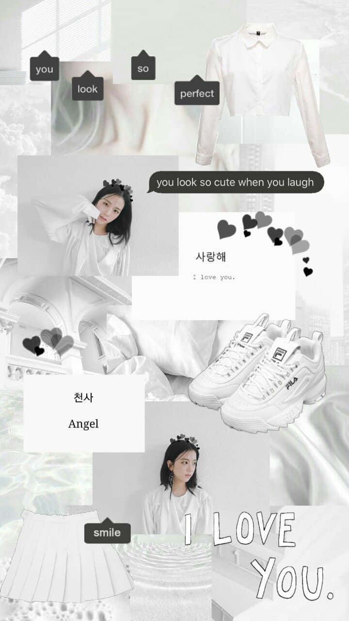 White Aesthetic Collage Chunky Shoes Wallpaper