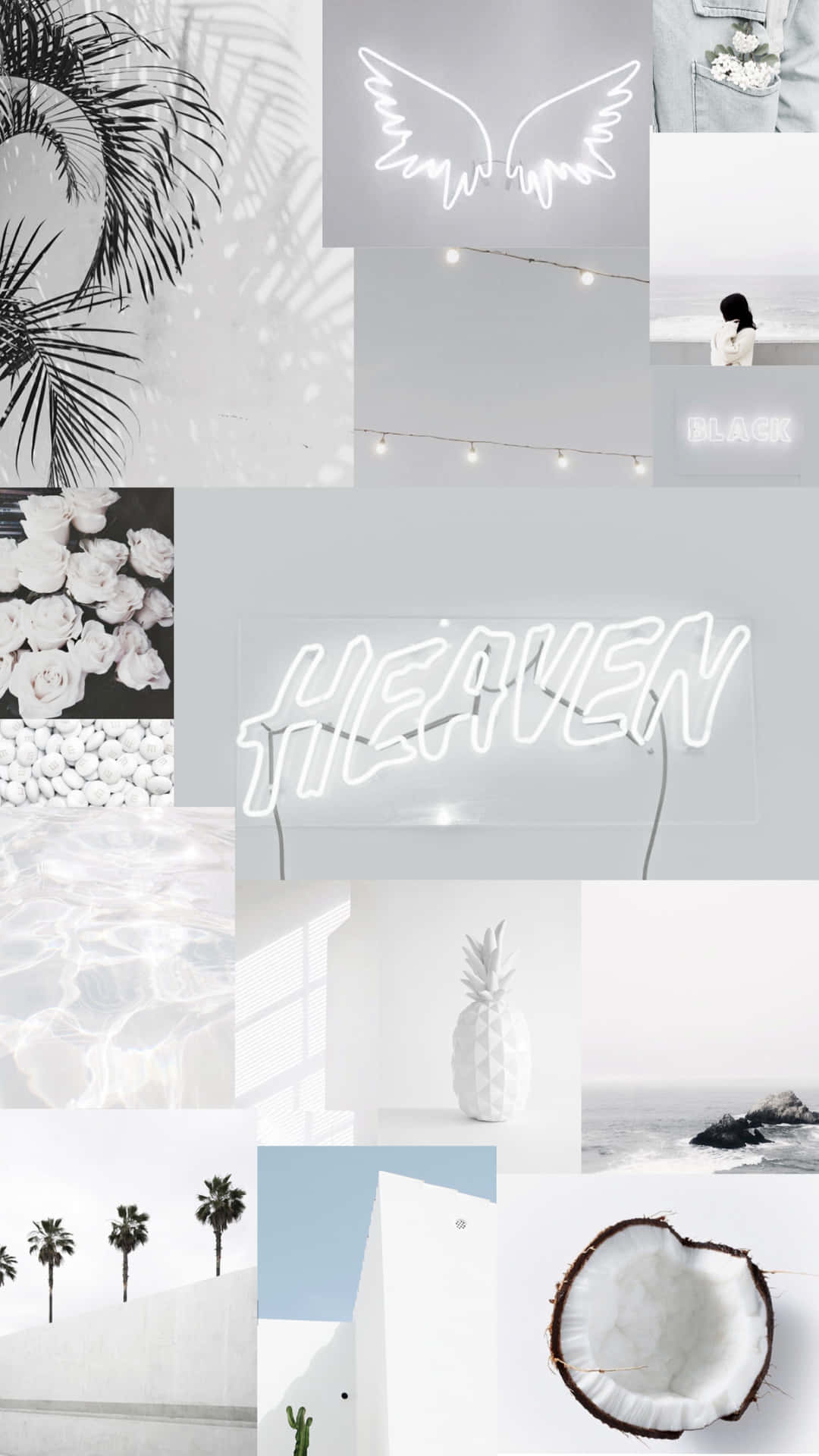 Beautiful Pure White Aesthetic Collage Wallpaper